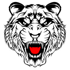 Tiger head hungry tattoo black and white