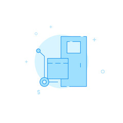 Delivery to the door vector icon. Flat illustration. Filled line style. Blue monochrome design. Editable stroke. Adjust line weight.