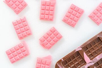 Mini pink chocolates