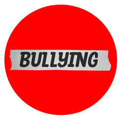 word text of bullying written on duct tape inside red circle. stop bullying sign. banner