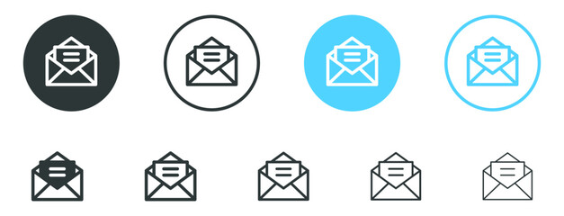 envelope icon, email message icon - Mail icon button sign, open email message envelope icon . notification new message icons buttons