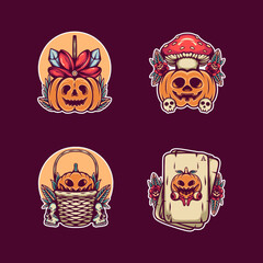 Pumpkin Halloween Sticker Illustration Pack