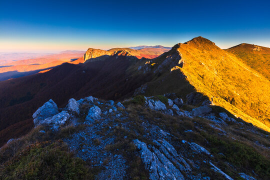 Central Balkan National Park, Balkan Mountains, Bulgaria - October 2022: Kozya Stena (Goat's Wall) peak