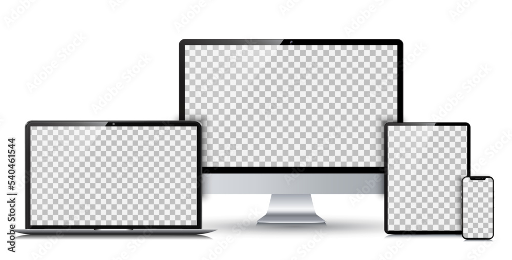 Poster Set technology devices with empty display on white background - stock vector