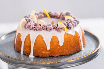 Lemon cranberry bundt cake