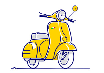 legendary Italian scooter. Vector illustration of motorcycle line drawing.