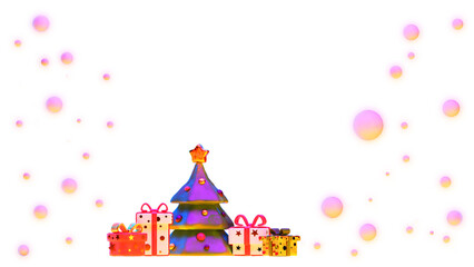Fototapeta premium Christmas tree with gifts under falling snow