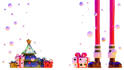 Obraz premium Santa claus delivered a gift under the Christmas tree