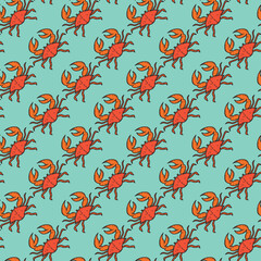 Orange Crab pattern vector illustration Seamless pattern background design wallpaper