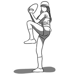 Line drawing,Woman exercise,sport girl.Healthy lifestyle.Creative with illustration in flat design.