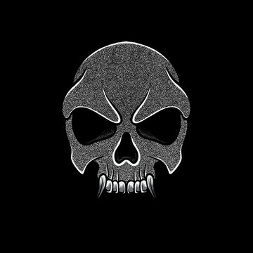 Skull_Head_in_Black_ Background_can_use_for_template_and_logo_design