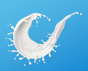 White milk splash isolated on background, liquid or Yogurt splash, Include clipping path. 3d illustration.
