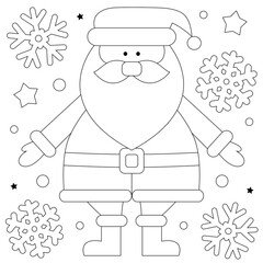 Merry Christmas. Coloring page. Black and white vector illustration.