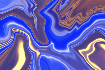 Psychedelic blue yellow colour trippy abstract art background design. Trendy blue marble style. Ideal for web, advertisement, prints, wallpapers.	
