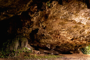 Beautiful texture of dark stone background in the cave