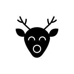 Deer head glyph icon. Santa Claus helper emblem. Merry Christmas decoration. Isolated vector stock illustration