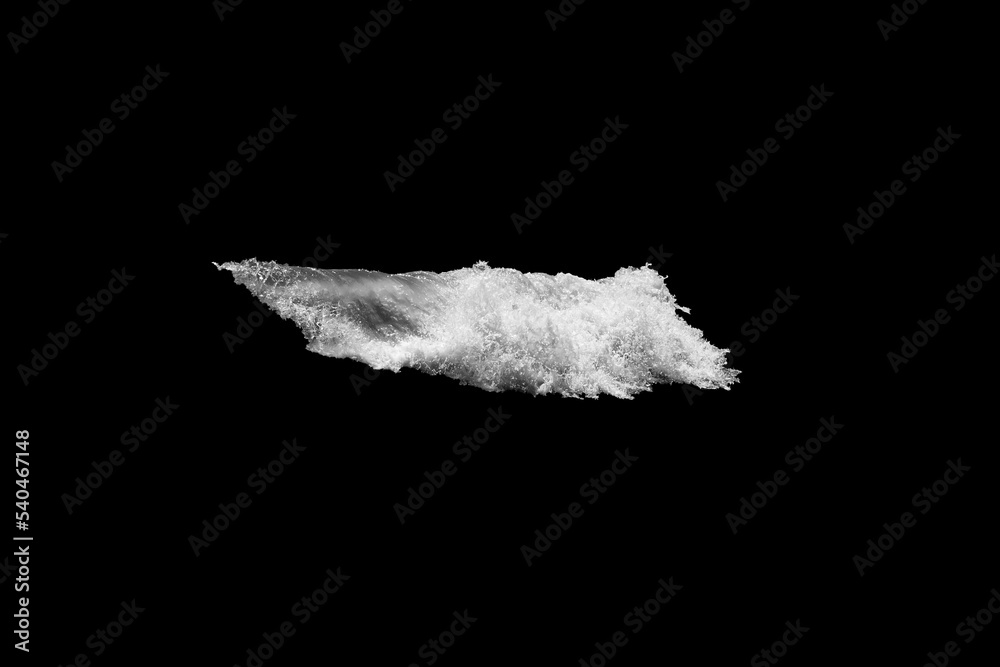 Poster sea wave with foam isolated on black background