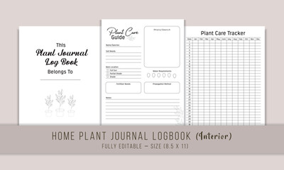 Home Plant Journal Log Book KDP Interior Template