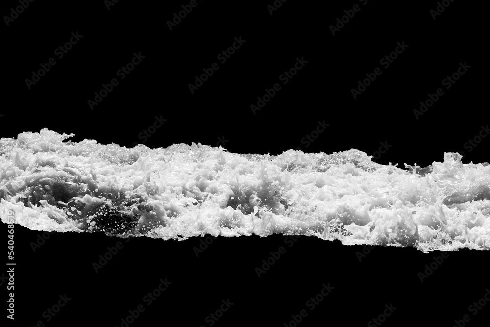 Poster sea wave with foam isolated on black background