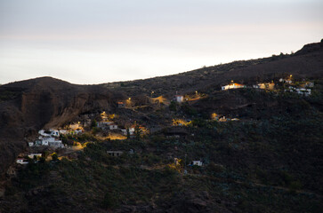 Village of Ronda at dawn. The Nublo Rural Park. Tejeda. Gran Canaria. Canary Islands. Spain.