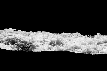 sea wave with foam isolated on black background