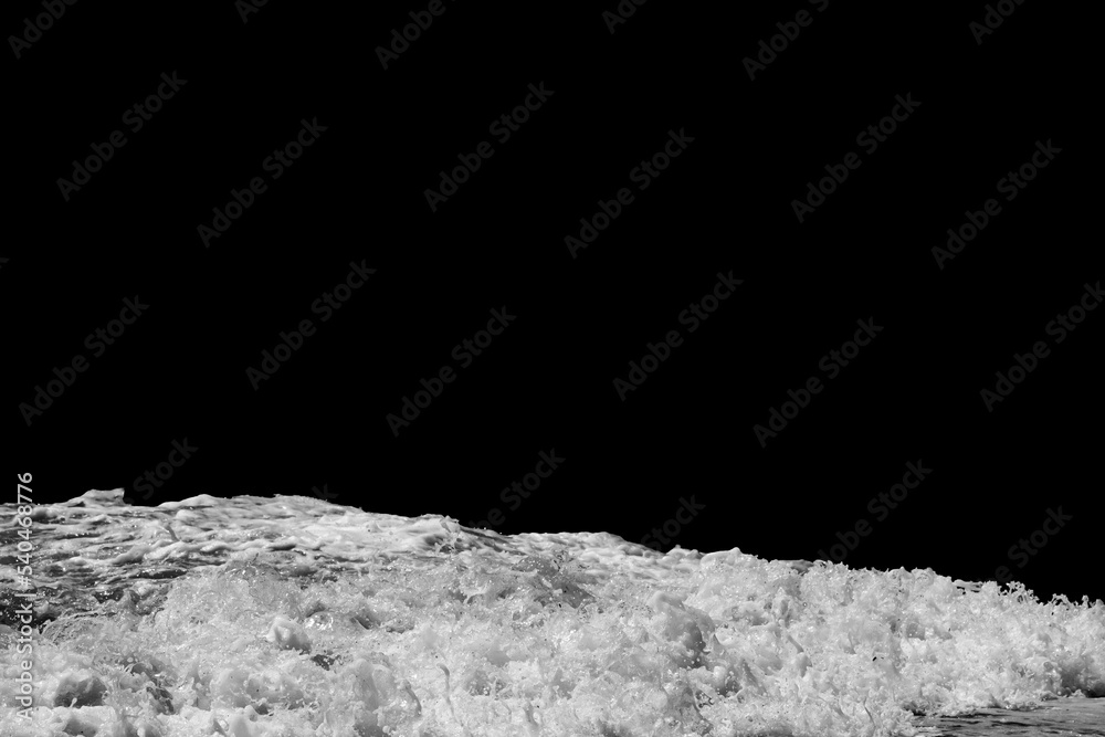 Poster sea wave with foam isolated on black background