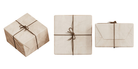 Paper gift box set isolate on white background. 3D Rendering	

