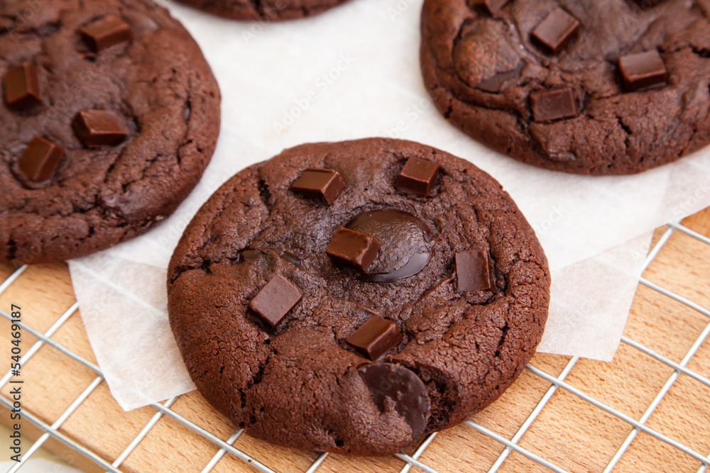 Wall mural Fresh baked double chocolate cookie