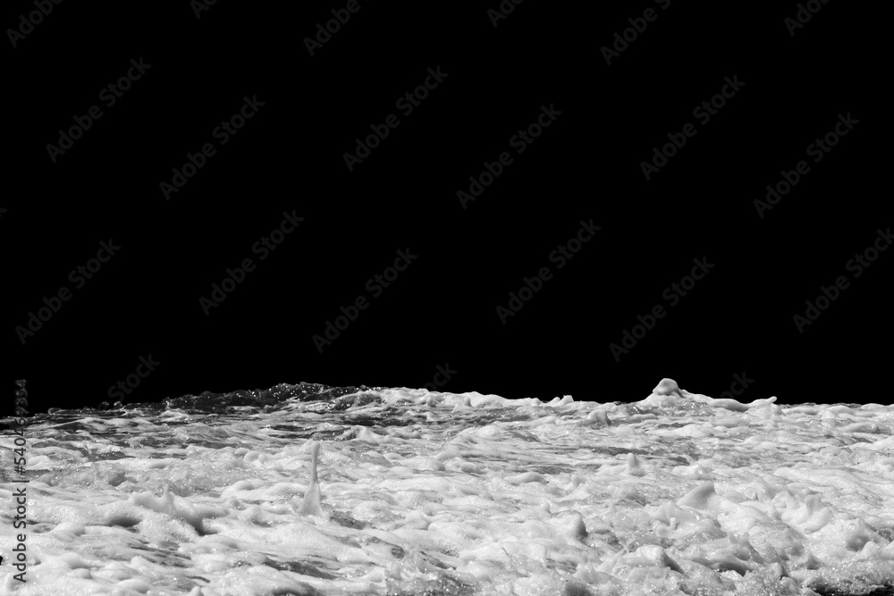 Poster sea wave with foam isolated on black background