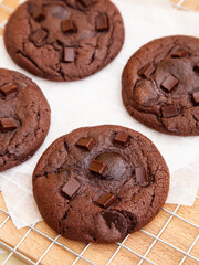 Fresh baked double chocolate cookie
