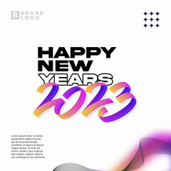 modern colorful trend of 2023 new year logo type