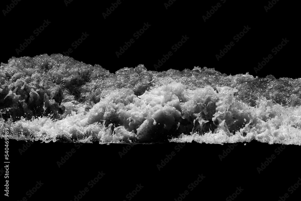 Poster sea wave with foam isolated on black background