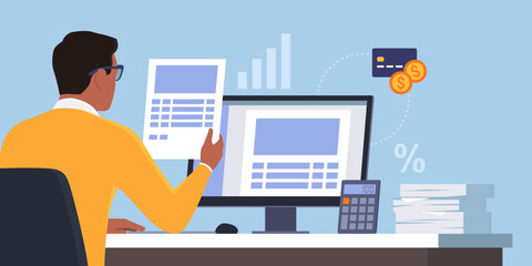 Businessman working with his computer