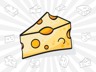 Doodle of cheeses ,vector illustration