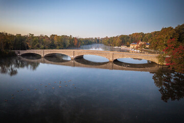 Drone Autumn Sunrise in Princeton Canal New Jersey