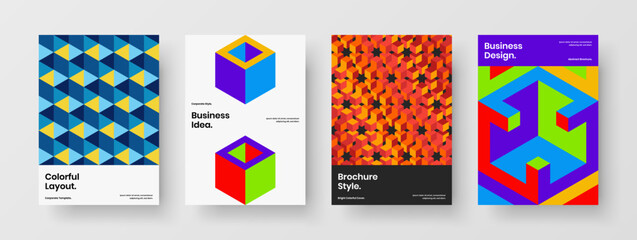 Fototapeta premium Minimalistic cover A4 vector design illustration collection. Premium mosaic shapes poster template composition.