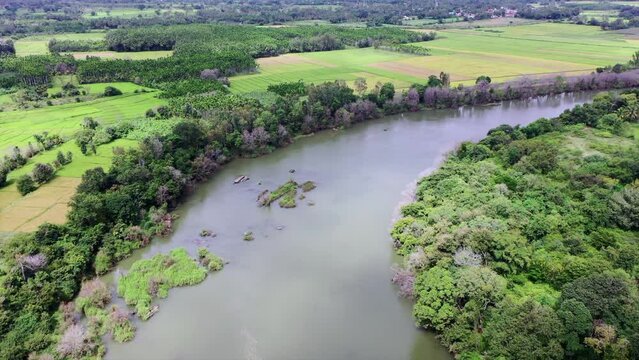 Beautiful agricultural land with the river at Aasan Mysore Karnataka