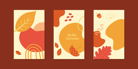 Set of Autumn set with hand-drawn various shapes and doodle objects. 
Abstract contemporary modern trendy vector illustration.