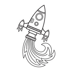 Rocket. Hand drawn vector illustration.