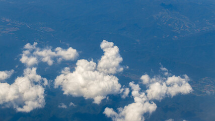 Blue sky with clouds background. Sky daylight. Natural sky composition. Element of design.