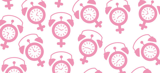 Time icon. Clock for word menopause day. Concept hormone replacement therapy. Human alarm clock. Concept of menstrual period. Female estrogen and male testosterone level. Adrenaline hormone.