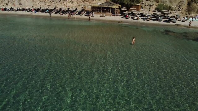 Firiplaka or Fyriplaka Beach Aerial View in Milos, Cyclades Island in Aegean Sea