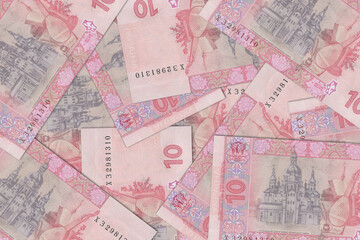 Ukrainian banknotes. Close up money from Ukraine. Ukrainian hryvnia.3D render