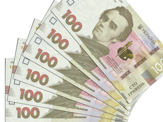 Ukrainian banknotes. Close up money from Ukraine. Ukrainian hryvnia.3D render