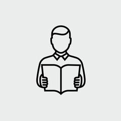 Reading Book Vector Line Icon