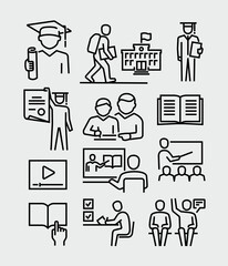 Education Related Vector Line Icons Set