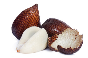 Salak or snake fruit isolated on white background with clipping path and full depth of field