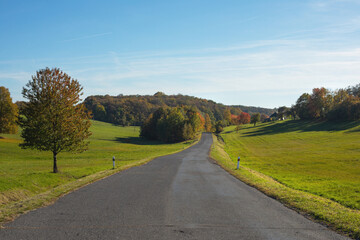 Fototapeta na wymiar Country road in beautiful natural surroundings.Autumn season.
