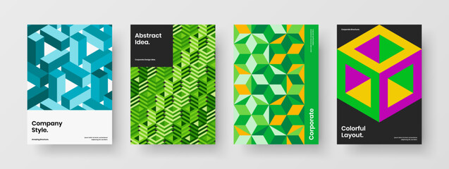 Original geometric shapes corporate brochure layout set. Simple banner A4 design vector concept composition.