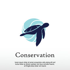 Conservation of marine turtle logo design idea